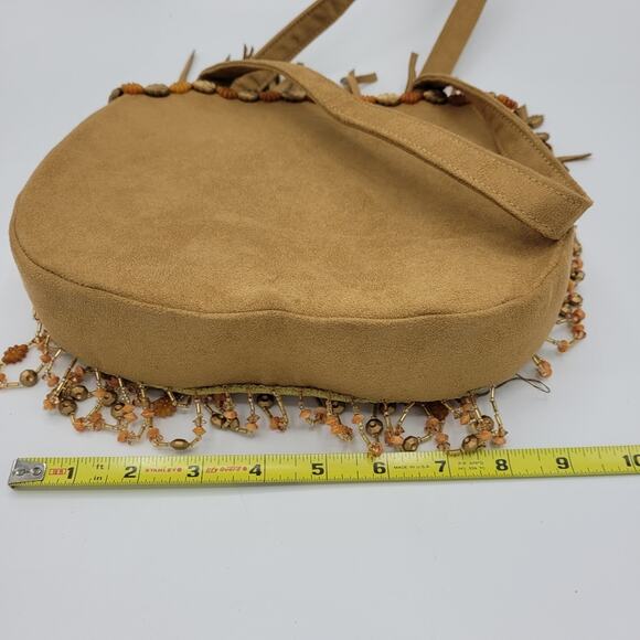 Vintage Elcanti Accessories Boho Beaded Festival Fringe Faux Suede Shoulder Bag - Picture 12 of 16